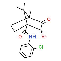ChemSpider 2D Image | (2S)-2-Bromo-N-(2-chlorophenyl)-4,7,7-trimethyl-3-oxobicyclo[2.2.1]heptane-1-carboxamide | C17H19BrClNO2