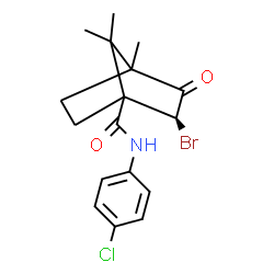 ChemSpider 2D Image | (2S)-2-Bromo-N-(4-chlorophenyl)-4,7,7-trimethyl-3-oxobicyclo[2.2.1]heptane-1-carboxamide | C17H19BrClNO2