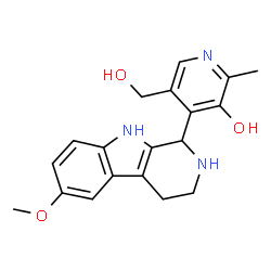 ChemSpider 2D Image | 5-(Hydroxymethyl)-4-(6-methoxy-2,3,4,9-tetrahydro-1H-beta-carbolin-1-yl)-2-methyl-3-pyridinol | C19H21N3O3