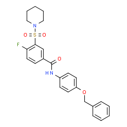 ChemSpider 2D Image | N-[4-(Benzyloxy)phenyl]-4-fluoro-3-(1-piperidinylsulfonyl)benzamide | C25H25FN2O4S
