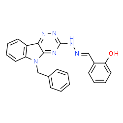 ChemSpider 2D Image | 2-{(E)-[(5-Benzyl-5H-[1,2,4]triazino[5,6-b]indol-3-yl)hydrazono]methyl}phenol | C23H18N6O