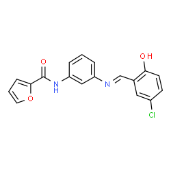 ChemSpider 2D Image | N-{3-[(E)-(5-Chloro-2-hydroxybenzylidene)amino]phenyl}-2-furamide | C18H13ClN2O3