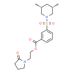 ChemSpider 2D Image | 2-(2-Oxo-1-pyrrolidinyl)ethyl 3-{[(3R,5S)-3,5-dimethyl-1-piperidinyl]sulfonyl}benzoate | C20H28N2O5S