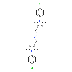 ChemSpider 2D Image | 3,3'-(1,2-Hydrazinediylidenedimethylylidene)bis[1-(4-chlorophenyl)-2,5-dimethyl-1H-pyrrole] | C26H24Cl2N4