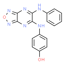 ChemSpider 2D Image | 4-[(6-Anilino[1,2,5]oxadiazolo[3,4-b]pyrazin-5-yl)amino]phenol | C16H12N6O2