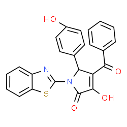 ChemSpider 2D Image | 1-(1,3-Benzothiazol-2-yl)-4-benzoyl-3-hydroxy-5-(4-hydroxyphenyl)-1,5-dihydro-2H-pyrrol-2-one | C24H16N2O4S