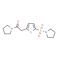 ChemSpider 2D Image | 1-(1-Pyrrolidinyl)-2-[5-(1-pyrrolidinylsulfonyl)-2-thienyl]ethanone | C14H20N2O3S2