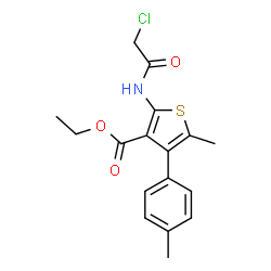 ChemSpider 2D Image | ethyl 2-(2-chloroacetamido)-5-methyl-4-(4-methylphenyl)thiophene-3-carboxylate | C17H18ClNO3S