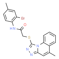 ChemSpider 2D Image | N-(2-Bromo-4-methylphenyl)-2-[(5-methyl[1,2,4]triazolo[4,3-a]quinolin-1-yl)sulfanyl]acetamide | C20H17BrN4OS