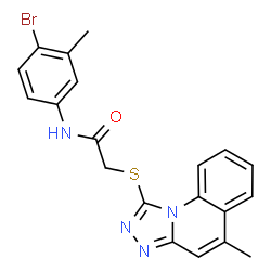 ChemSpider 2D Image | N-(4-Bromo-3-methylphenyl)-2-[(5-methyl[1,2,4]triazolo[4,3-a]quinolin-1-yl)sulfanyl]acetamide | C20H17BrN4OS