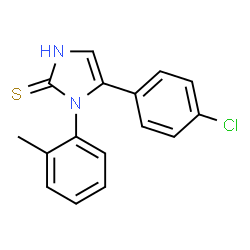 ChemSpider 2D Image | 5-(4-Chloro-phenyl)-1-o-tolyl-1,3-dihydro-imidazole-2-thione | C16H13ClN2S