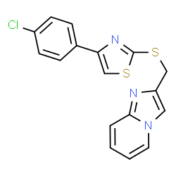 ChemSpider 2D Image | 2-({[4-(4-Chlorophenyl)-1,3-thiazol-2-yl]sulfanyl}methyl)imidazo[1,2-a]pyridine | C17H12ClN3S2