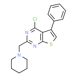 ChemSpider 2D Image | 4-Chloro-5-phenyl-2-(1-piperidinylmethyl)thieno[2,3-d]pyrimidine | C18H18ClN3S