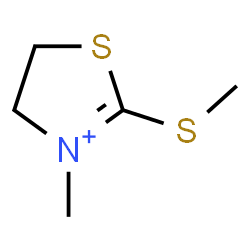 ChemSpider 2D Image | 3-Methyl-2-(methylsulfanyl)-4,5-dihydro-1,3-thiazol-3-ium | C5H10NS2