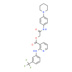 ChemSpider 2D Image | 2-Oxo-2-{[4-(1-piperidinyl)phenyl]amino}ethyl 2-{[3-(trifluoromethyl)phenyl]amino}nicotinate | C26H25F3N4O3