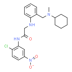 ChemSpider 2D Image | N-(2-Chloro-5-nitrophenyl)-N~2~-(2-{[cyclohexyl(methyl)amino]methyl}phenyl)glycinamide | C22H27ClN4O3