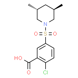ChemSpider 2D Image | 2-Chloro-5-{[(3R,5R)-3,5-dimethyl-1-piperidinyl]sulfonyl}benzoic acid | C14H18ClNO4S