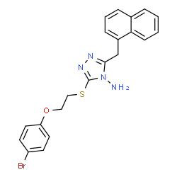 ChemSpider 2D Image | 3-{[2-(4-Bromophenoxy)ethyl]sulfanyl}-5-(1-naphthylmethyl)-4H-1,2,4-triazol-4-amine | C21H19BrN4OS