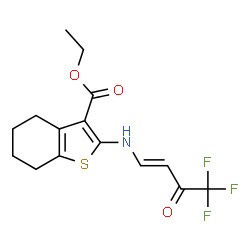 ChemSpider 2D Image | Ethyl 2-{[(1E)-4,4,4-trifluoro-3-oxo-1-buten-1-yl]amino}-4,5,6,7-tetrahydro-1-benzothiophene-3-carboxylate | C15H16F3NO3S