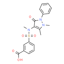ChemSpider 2D Image | 3-[(1,5-Dimethyl-3-oxo-2-phenyl-2,3-dihydro-1H-pyrazol-4-yl)(methyl)sulfamoyl]benzoic acid | C19H19N3O5S