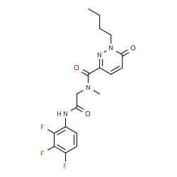 ChemSpider 2D Image | 1-Butyl-N-methyl-6-oxo-N-{2-oxo-2-[(2,3,4-trifluorophenyl)amino]ethyl}-1,6-dihydro-3-pyridazinecarboxamide | C18H19F3N4O3