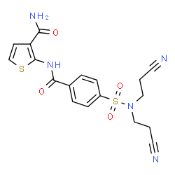 ChemSpider 2D Image | 2-({4-[Bis(2-cyanoethyl)sulfamoyl]benzoyl}amino)-3-thiophenecarboxamide | C18H17N5O4S2