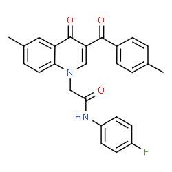 ChemSpider 2D Image | N-(4-Fluorophenyl)-2-[6-methyl-3-(4-methylbenzoyl)-4-oxo-1(4H)-quinolinyl]acetamide | C26H21FN2O3