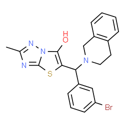 ChemSpider 2D Image | 5-[(3-Bromophenyl)(3,4-dihydro-2(1H)-isoquinolinyl)methyl]-2-methyl[1,3]thiazolo[3,2-b][1,2,4]triazol-6-ol | C21H19BrN4OS