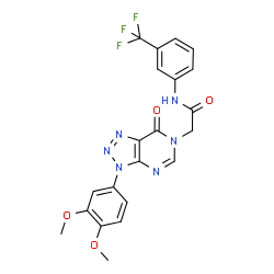 ChemSpider 2D Image | 2-[3-(3,4-Dimethoxyphenyl)-7-oxo-3,7-dihydro-6H-[1,2,3]triazolo[4,5-d]pyrimidin-6-yl]-N-[3-(trifluoromethyl)phenyl]acetamide | C21H17F3N6O4