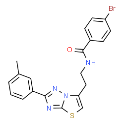 ChemSpider 2D Image | 4-Bromo-N-{2-[2-(3-methylphenyl)[1,3]thiazolo[3,2-b][1,2,4]triazol-6-yl]ethyl}benzamide | C20H17BrN4OS