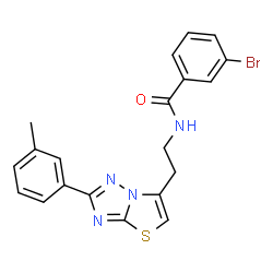ChemSpider 2D Image | 3-Bromo-N-{2-[2-(3-methylphenyl)[1,3]thiazolo[3,2-b][1,2,4]triazol-6-yl]ethyl}benzamide | C20H17BrN4OS