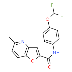 ChemSpider 2D Image | N-[4-(Difluoromethoxy)phenyl]-5-methylfuro[3,2-b]pyridine-2-carboxamide | C16H12F2N2O3