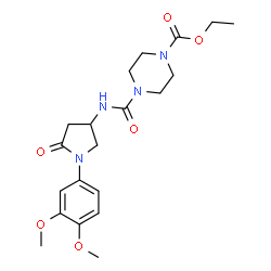 ChemSpider 2D Image | Ethyl 4-{[1-(3,4-dimethoxyphenyl)-5-oxo-3-pyrrolidinyl]carbamoyl}-1-piperazinecarboxylate | C20H28N4O6