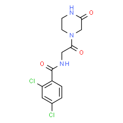 ChemSpider 2D Image | 2,4-Dichloro-N-[2-oxo-2-(3-oxo-1-piperazinyl)ethyl]benzamide | C13H13Cl2N3O3