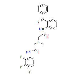 ChemSpider 2D Image | 2-[{2-[(2-Benzoylphenyl)amino]-2-oxoethyl}(methyl)amino]-N-(2,3,4-trifluorophenyl)acetamide | C24H20F3N3O3