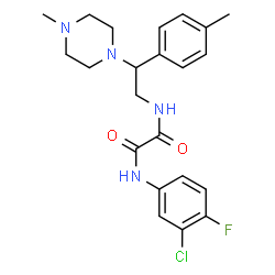 ChemSpider 2D Image | N-(3-Chloro-4-fluorophenyl)-N'-[2-(4-methylphenyl)-2-(4-methyl-1-piperazinyl)ethyl]ethanediamide | C22H26ClFN4O2