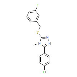 ChemSpider 2D Image | 3-(4-Chlorophenyl)-5-[(3-fluorobenzyl)sulfanyl]-4-methyl-4H-1,2,4-triazole | C16H13ClFN3S