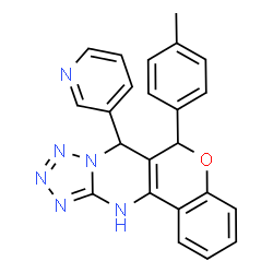ChemSpider 2D Image | 6-(4-Methylphenyl)-7-(3-pyridinyl)-7,11-dihydro-6H-chromeno[4,3-d]tetrazolo[1,5-a]pyrimidine | C23H18N6O