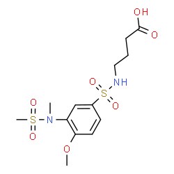 ChemSpider 2D Image | 4-[({4-Methoxy-3-[methyl(methylsulfonyl)amino]phenyl}sulfonyl)amino]butanoic acid | C13H20N2O7S2