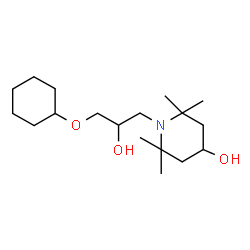 ChemSpider 2D Image | 1-[3-(Cyclohexyloxy)-2-hydroxypropyl]-2,2,6,6-tetramethyl-4-piperidinol | C18H35NO3