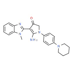ChemSpider 2D Image | 5-Amino-4-(1-methyl-1H-benzimidazol-2-yl)-1-[4-(1-piperidinyl)phenyl]-1,2-dihydro-3H-pyrrol-3-one | C23H25N5O