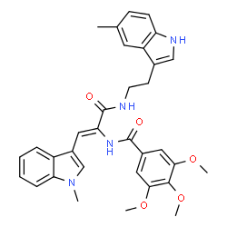 ChemSpider 2D Image | (Z)-3,4,5-trimethoxy-N-(1-(1-methyl-1H-indol-3-yl)-3-(2-(5-methyl-1H-indol-3-yl)ethylamino)-3-oxoprop-1-en-2-yl)benzamide | C33H34N4O5