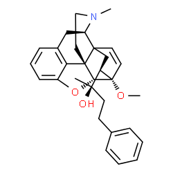 ChemSpider 2D Image | (2R)-2-[(5alpha,18R)-6-Methoxy-17-methyl-7,8-didehydro-18,19-dihydro-4,5-epoxy-6,14-ethenomorphinan-18-yl]-4-phenyl-2-butanol | C30H35NO3