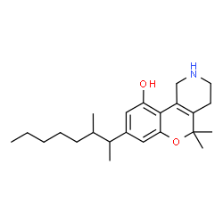ChemSpider 2D Image | 5,5-Dimethyl-8-(3-methyl-2-octanyl)-1,3,4,5-tetrahydro-2H-chromeno[4,3-c]pyridin-10-ol | C23H35NO2