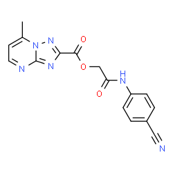 ChemSpider 2D Image | 2-[(4-Cyanophenyl)amino]-2-oxoethyl 7-methyl[1,2,4]triazolo[1,5-a]pyrimidine-2-carboxylate | C16H12N6O3