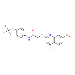 ChemSpider 2D Image | 2-[(7-Methoxy-4-methyl-2-quinolinyl)oxy]-N-[4-(trifluoromethoxy)phenyl]acetamide | C20H17F3N2O4