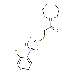 ChemSpider 2D Image | 1-(1-Azepanyl)-2-{[5-(2-fluorophenyl)-1H-1,2,4-triazol-3-yl]sulfanyl}ethanone | C16H19FN4OS