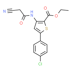 ChemSpider 2D Image | ethyl 5-(4-chlorophenyl)-3-(2-cyanoacetamido)thiophene-2-carboxylate | C16H13ClN2O3S