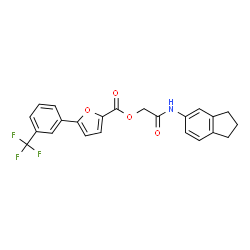 ChemSpider 2D Image | 2-(2,3-Dihydro-1H-inden-5-ylamino)-2-oxoethyl 5-[3-(trifluoromethyl)phenyl]-2-furoate | C23H18F3NO4