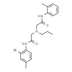 ChemSpider 2D Image | 2-[{2-[(2-Bromo-4-methylphenyl)amino]-2-oxoethyl}(propyl)amino]-N-(2-methylphenyl)acetamide | C21H26BrN3O2